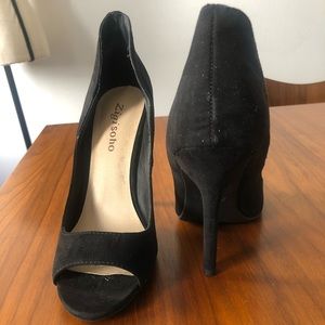 Zigi SoHo Black Faux-Suede High Back Stilettos